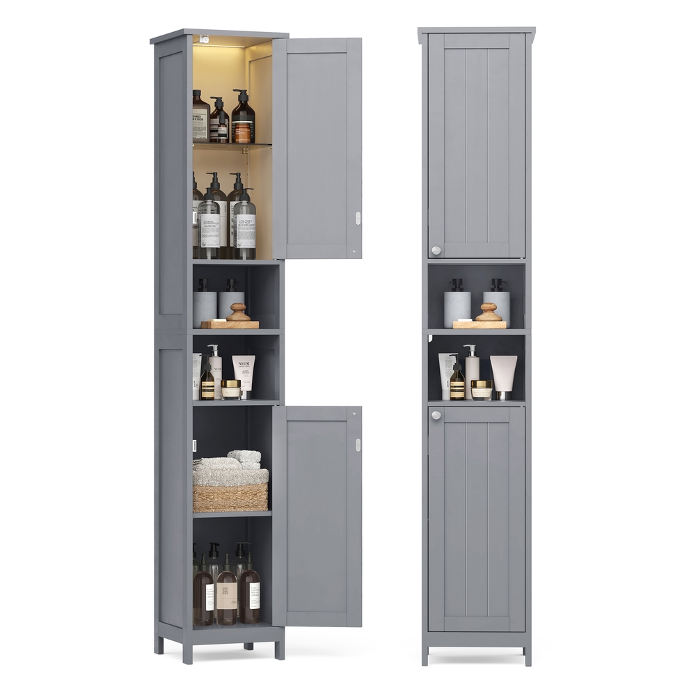Tall Bathroom Cabinet with Lights Dove Grey