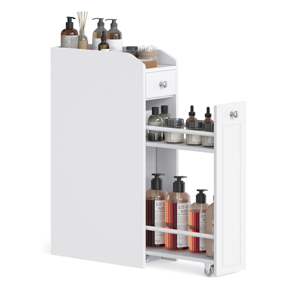 Small Bathroom Cabinet Slim Bathroom Storage Unit White