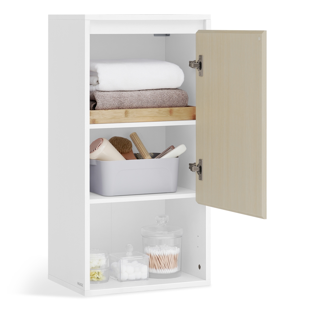Wall-Mounted Bathroom Cabinet Cloud White and Natural Beige