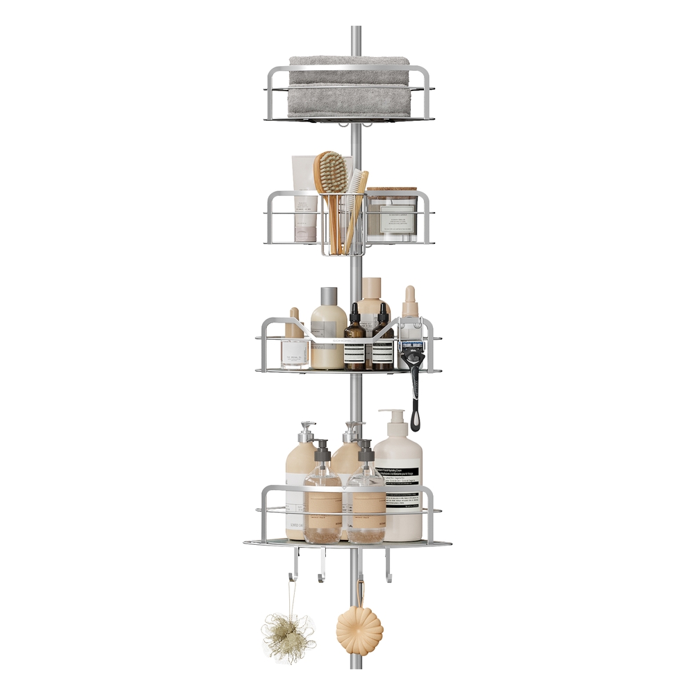 4-Tier Corner Shower Caddy No Drill Dove Grey 4-Tier Corner Shower Caddy No Drill Dove Grey