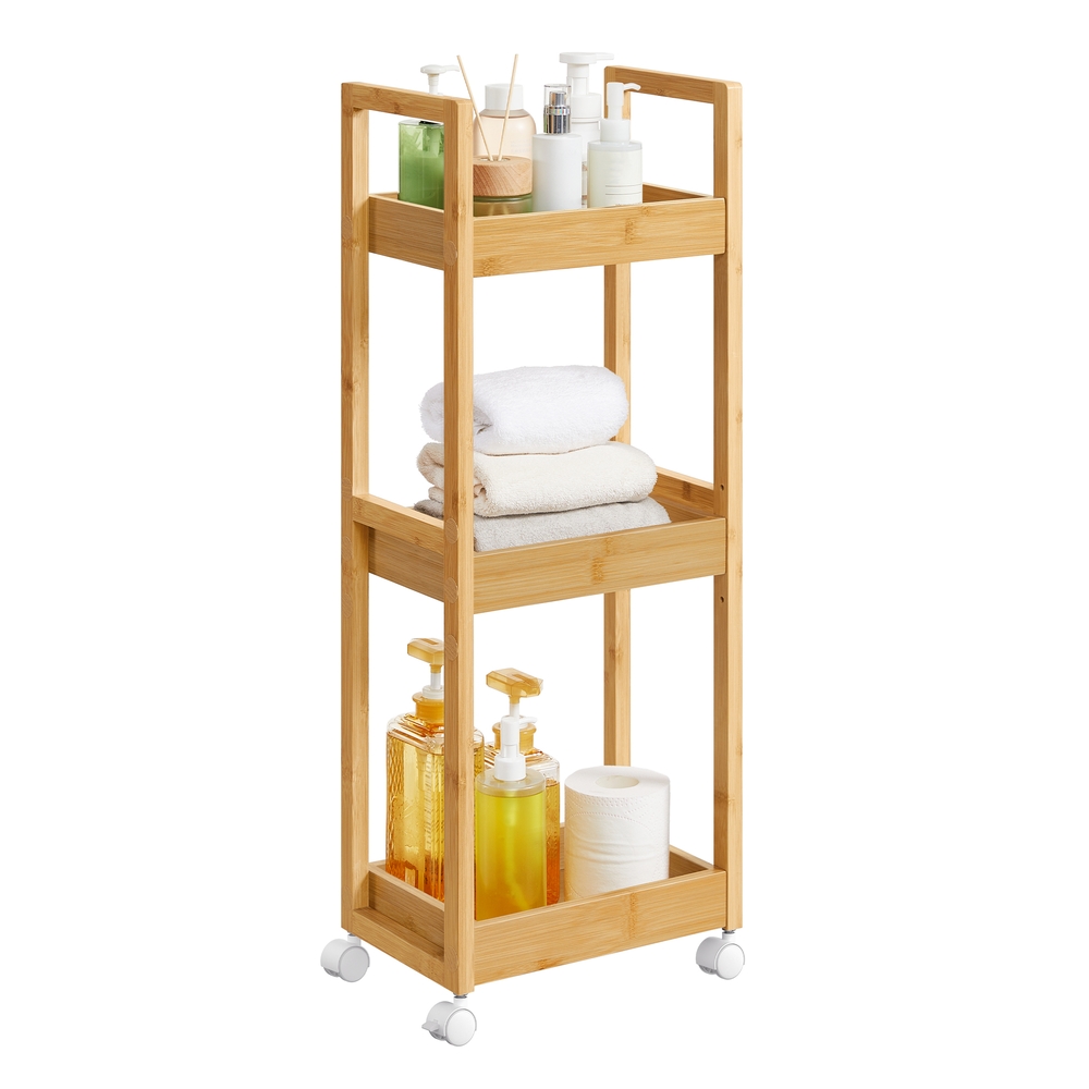 Slim Bathroom Shelf, 3-Tier Storage Trolley 20 x 30 x 80 cm