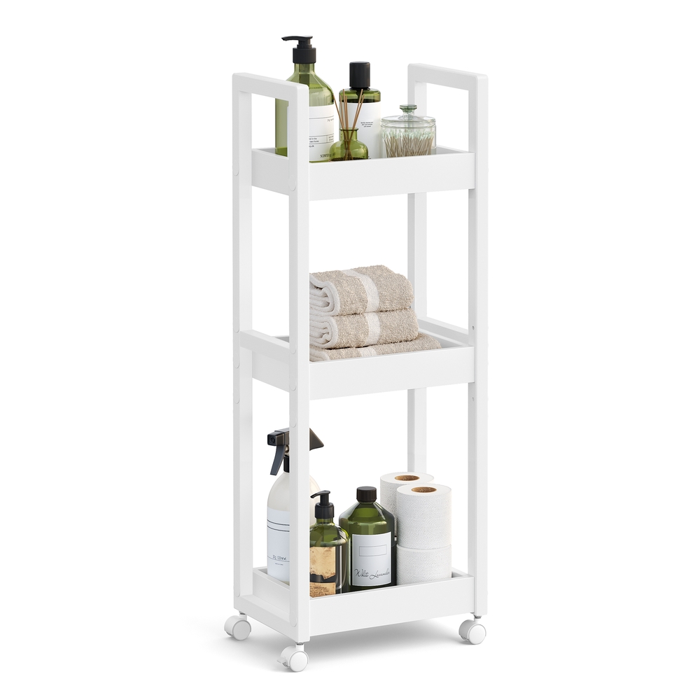 3-Tier Slim Storage Trolley White