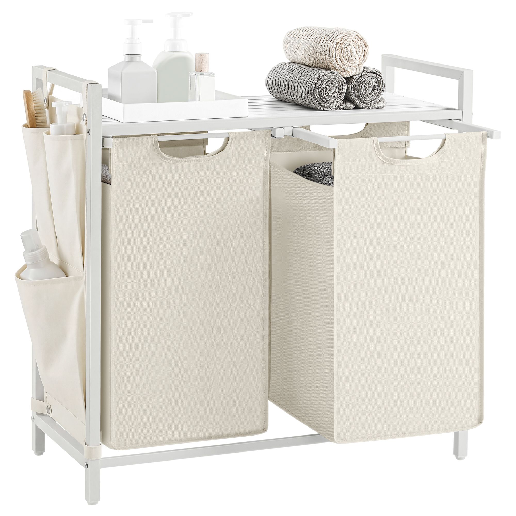 Laundry basket 2 x 46 l with pull out bags and shelf