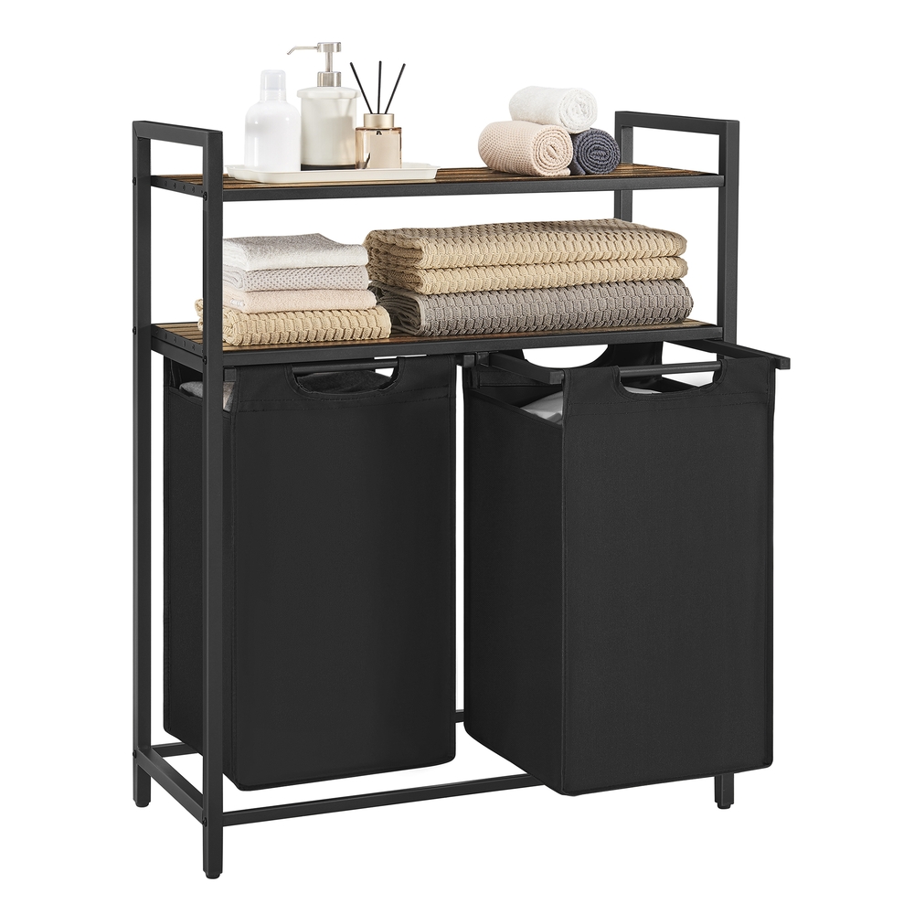 46L Laundry Basket Rustic Brown and Ink Black