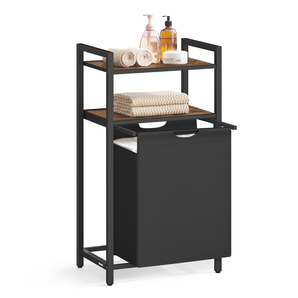 Laundry Basket 65 L Capacity Rustic Brown and Black