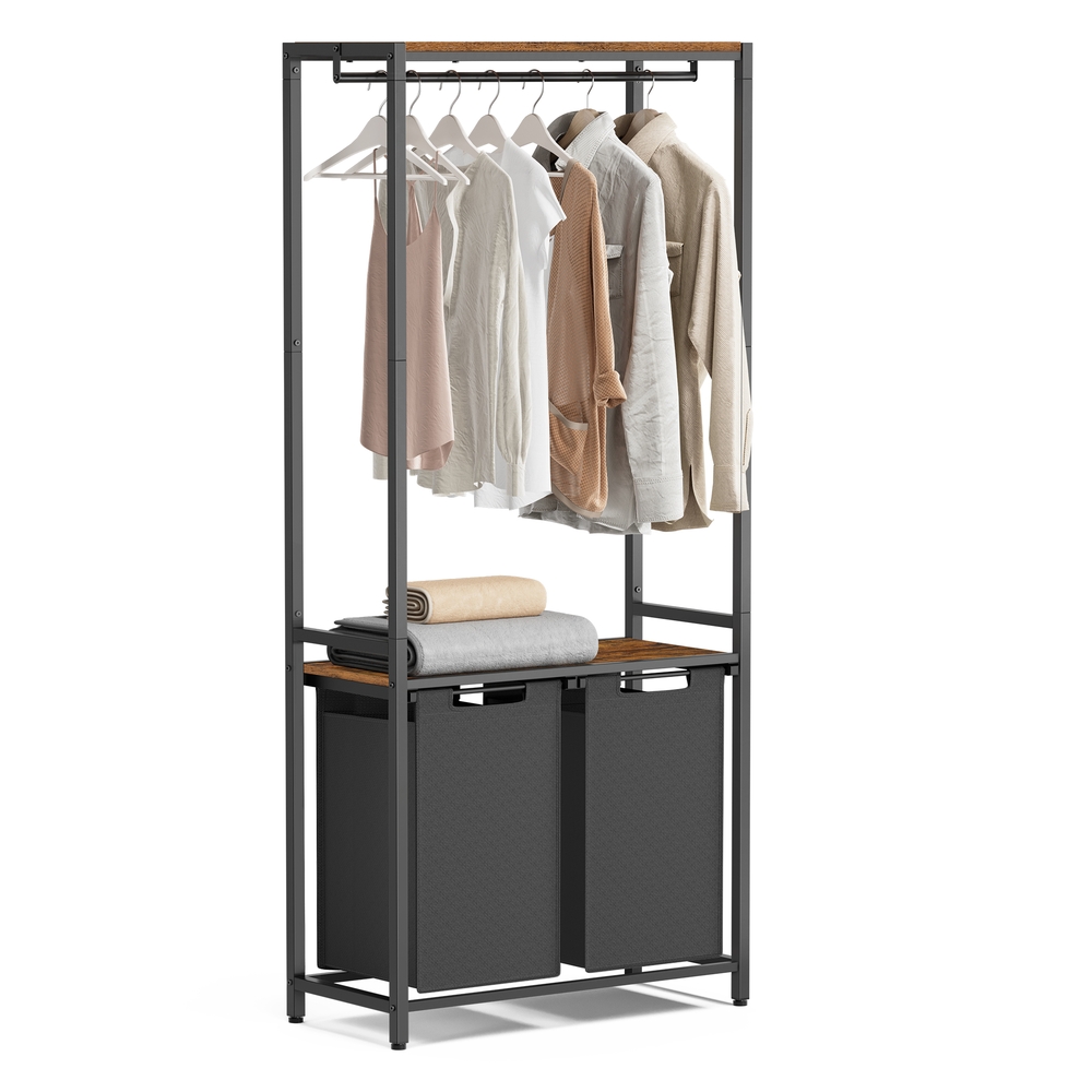 2 x 46L Laundry Basket Rustic Brown and Black