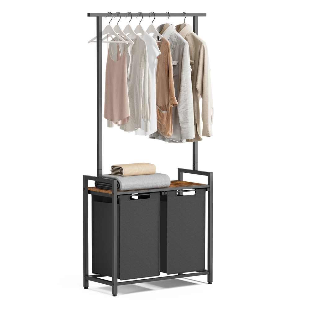2 x 46L Laundry Basket Rustic Brown and Black