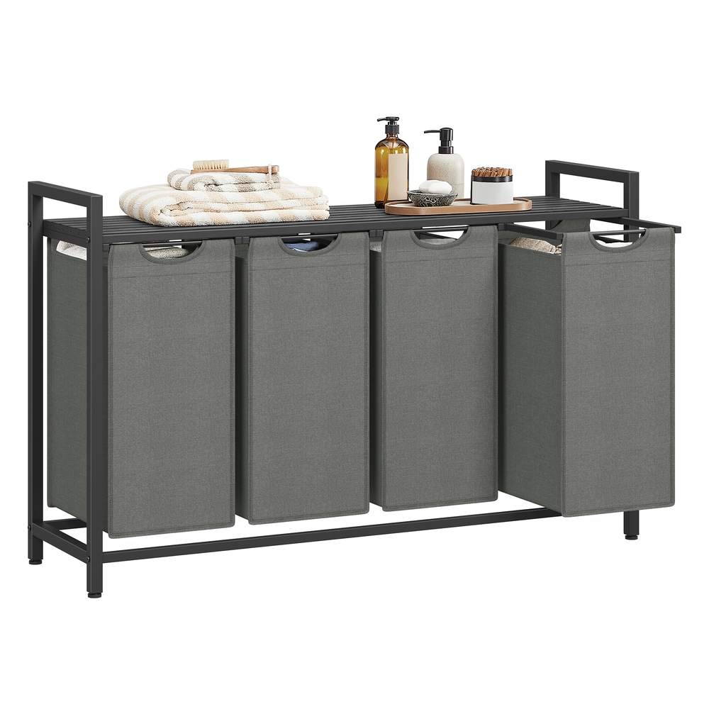 4-Compartment Laundry Basket Ink Black and Slate Grey