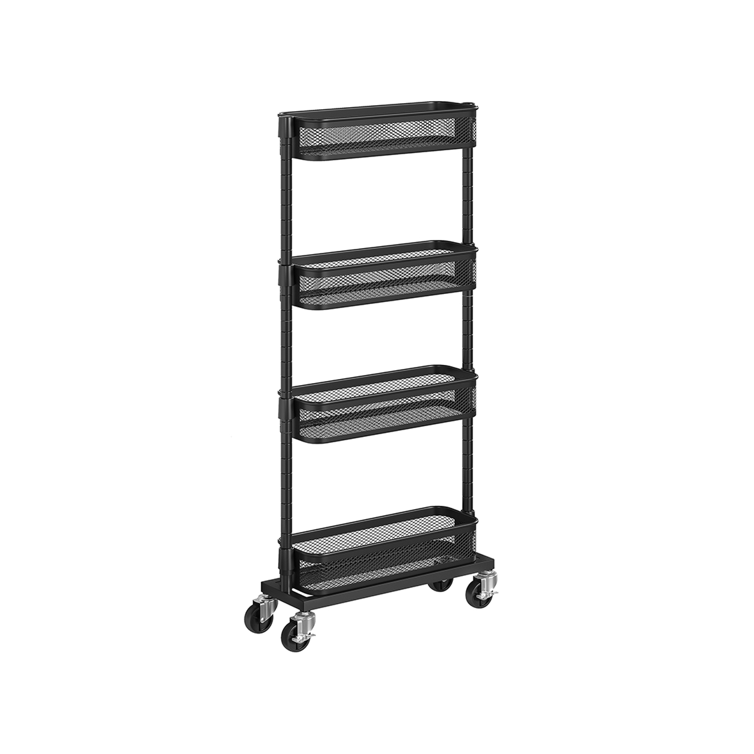 Slide-Out Household Trolley with 4 Wire Baskets Ink Black