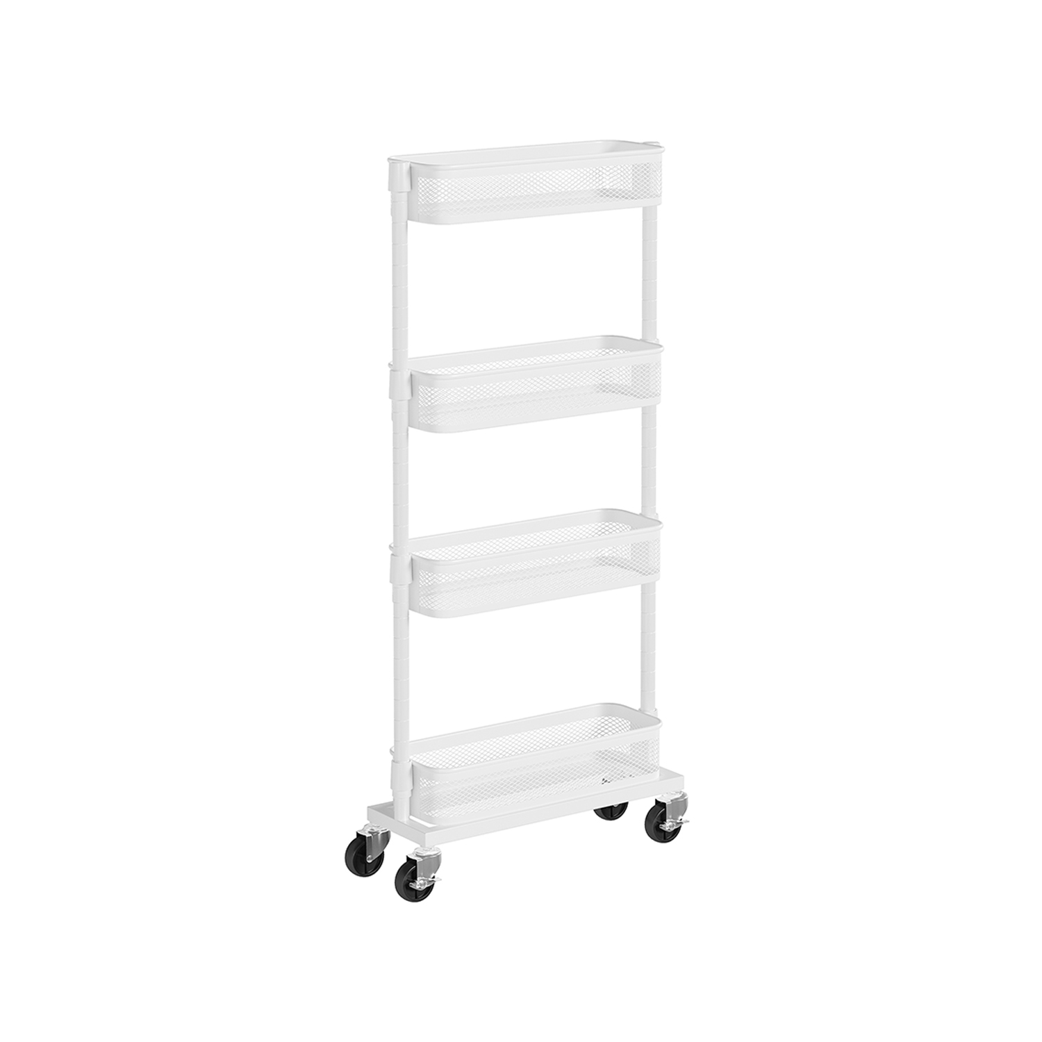 Slide-Out Household Trolley with 4 Wire Baskets Cloud White Slide-Out Household Trolley with 4 Wire Baskets Cloud White