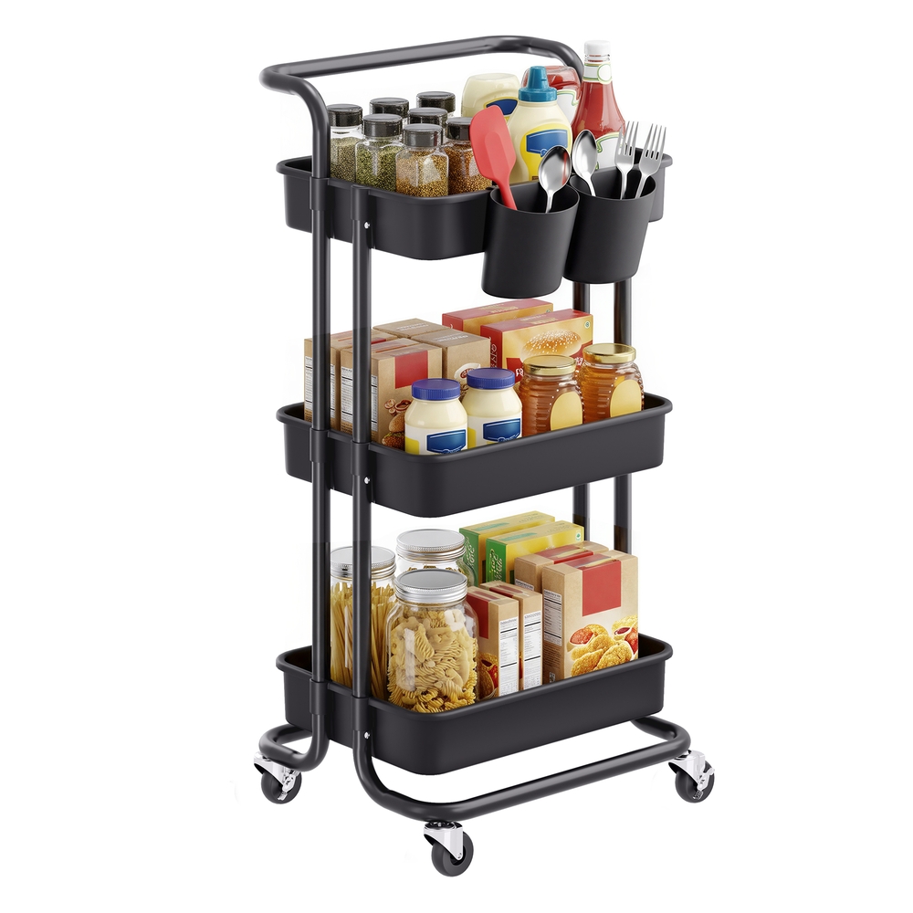 3-Tier Storage Cart Black