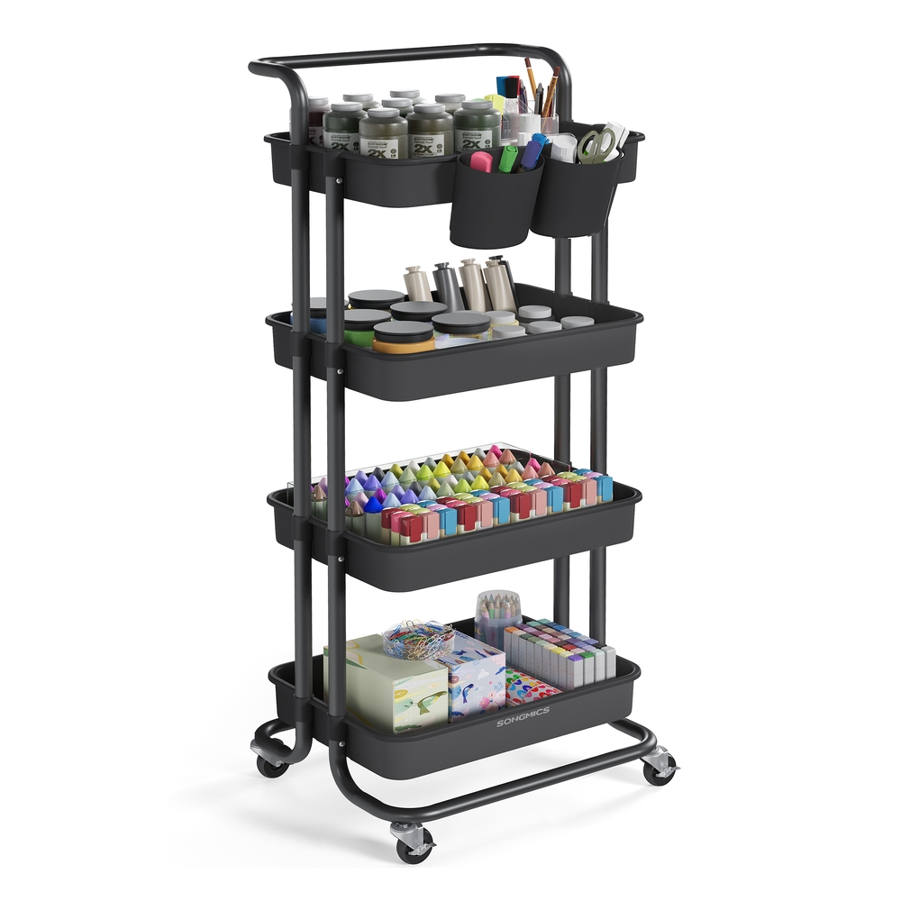 4-Tier Storage Cart Black