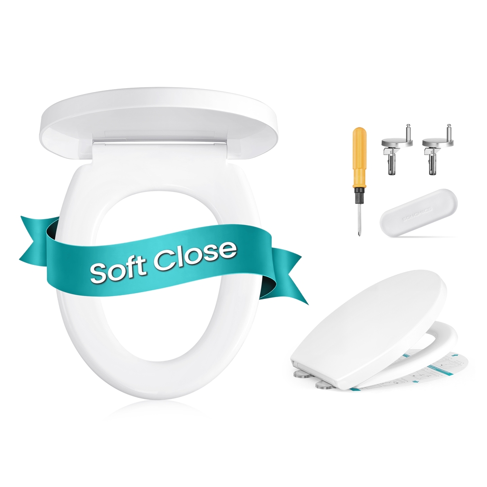 O-Shaped Soft-Close Toilet Seat, White