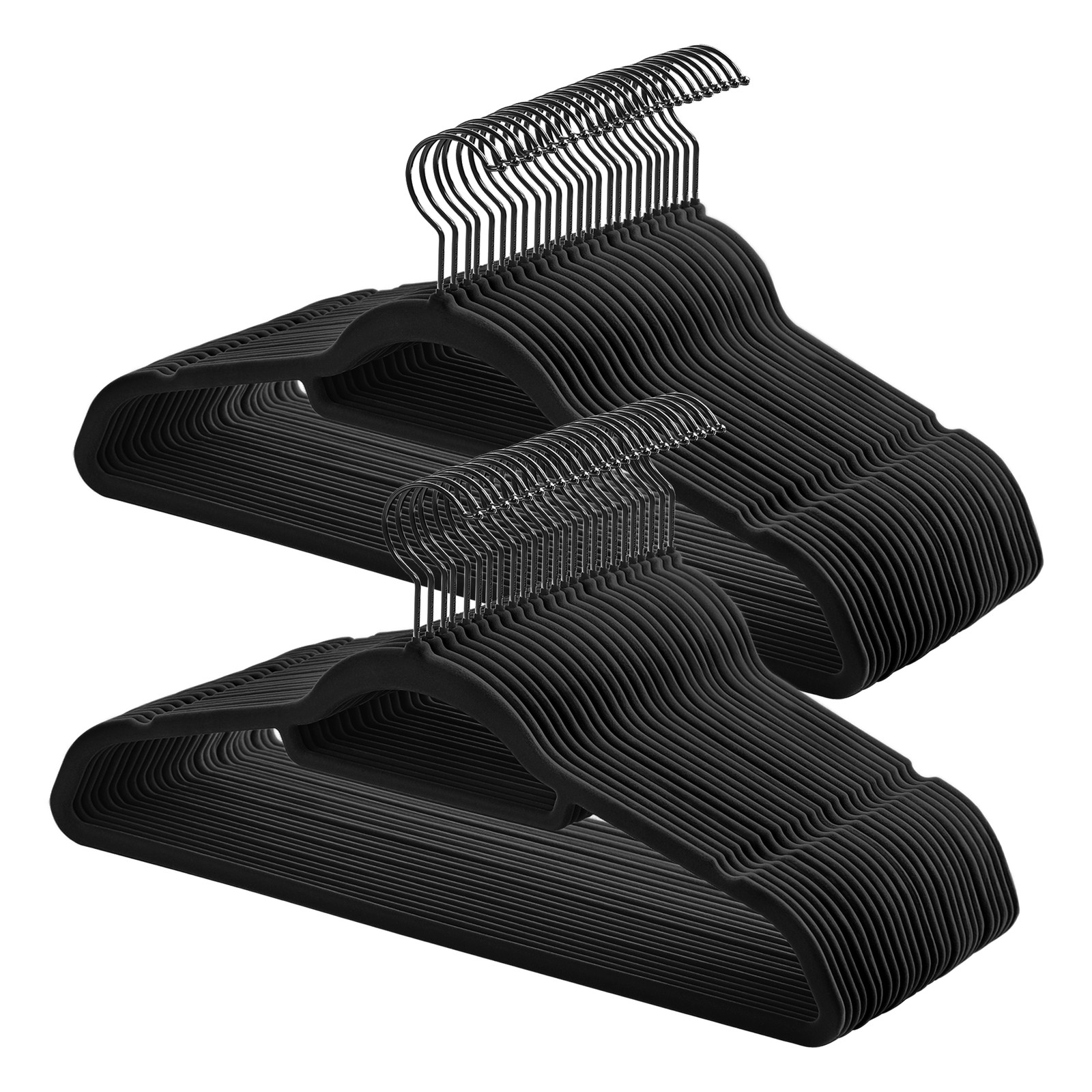 Velvet Hangers, Set of 50 Clothes Hanger with Black Swivel Hook, Non-Slip