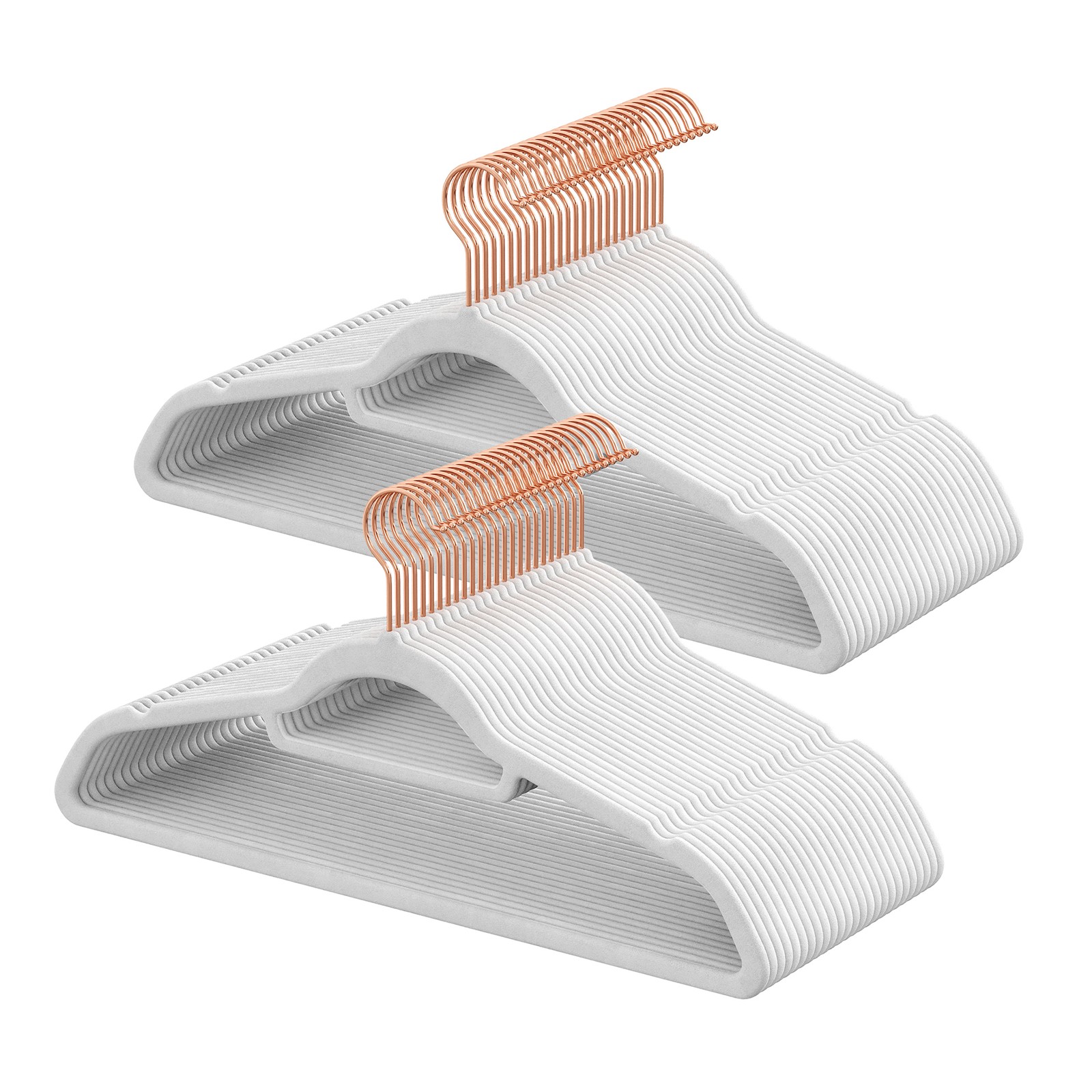 Velvet Hangers, Set of 50 Clothes Hanger with Rose Gold Swivel Hook, Non-Slip