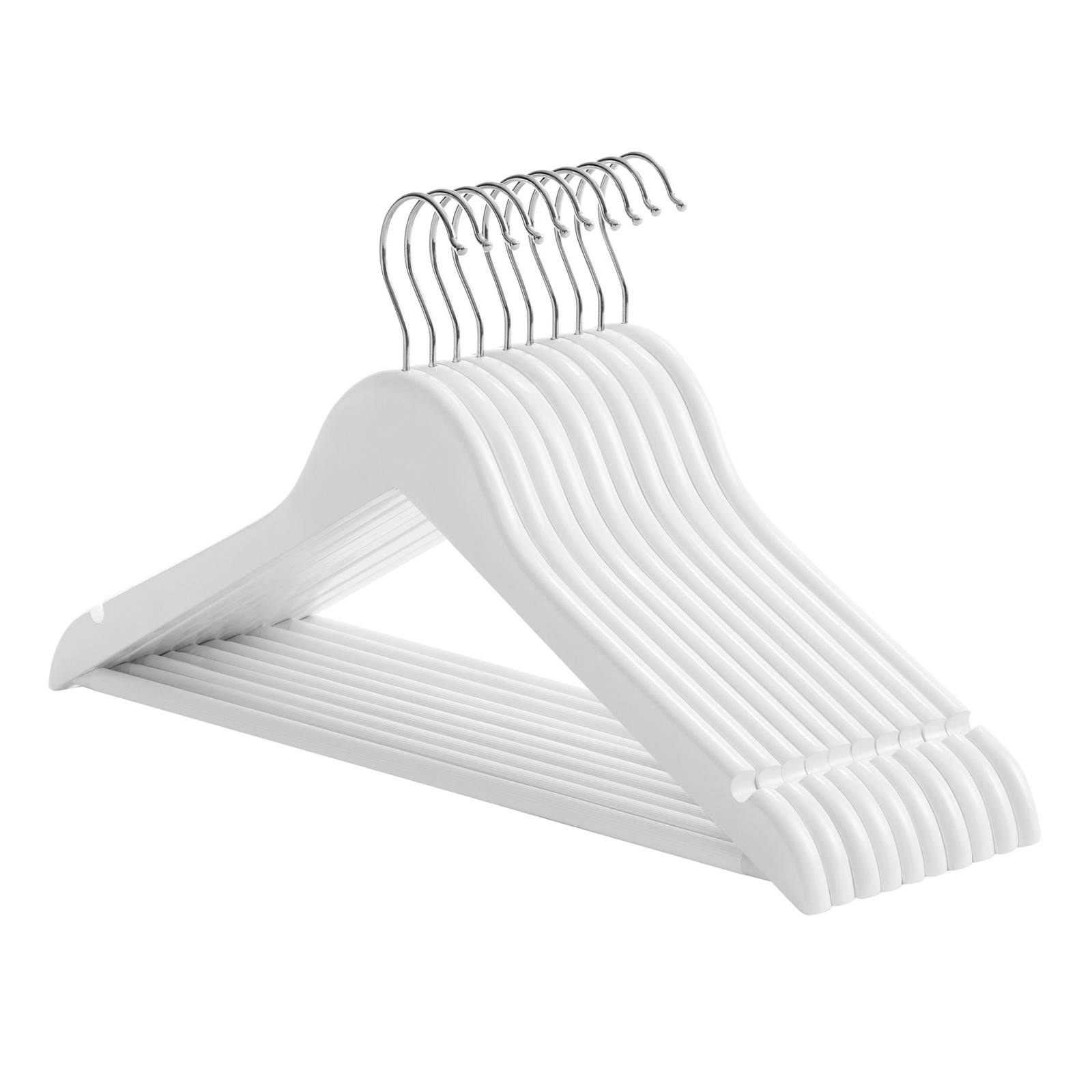 Solid Wood Hanger, Set of 10, with Shoulder Grooves Solid Wood Hanger, Set of 10, with Shoulder Grooves