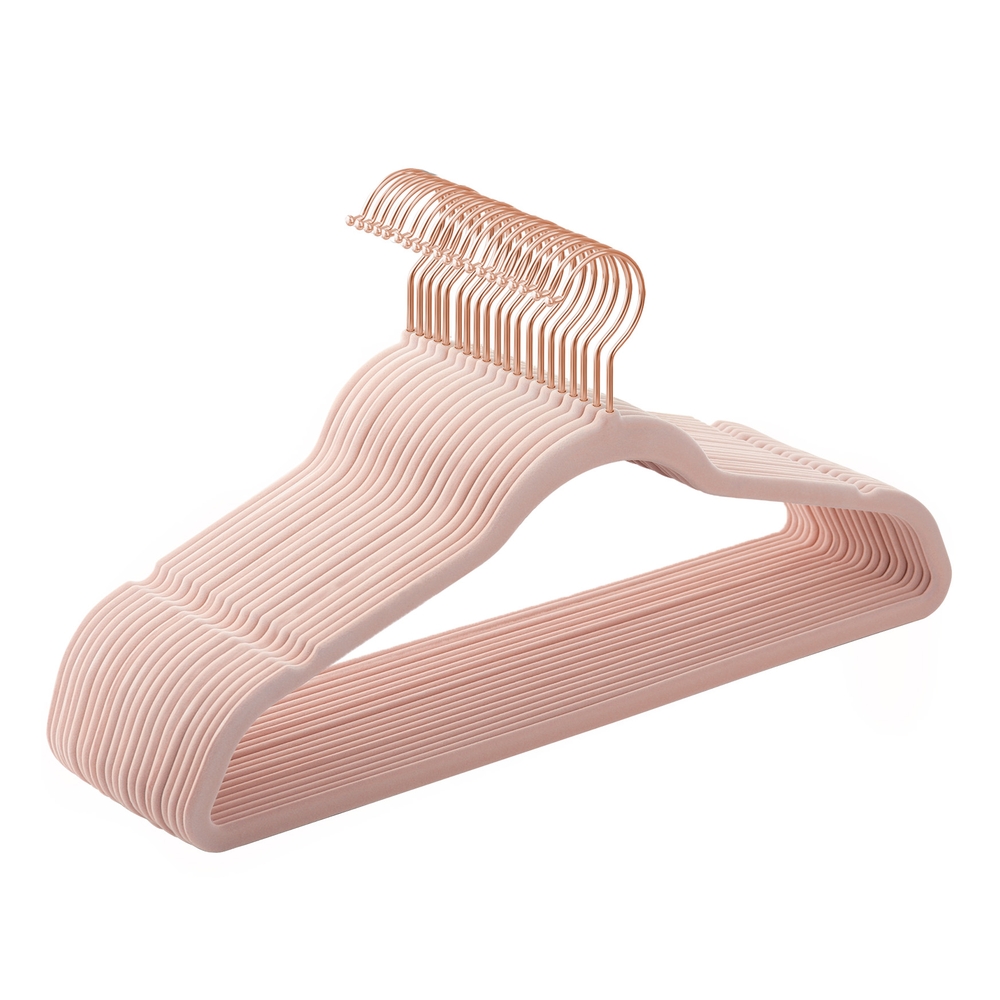 Set of 20 Pink Velvet Hangers with Swivel Hook