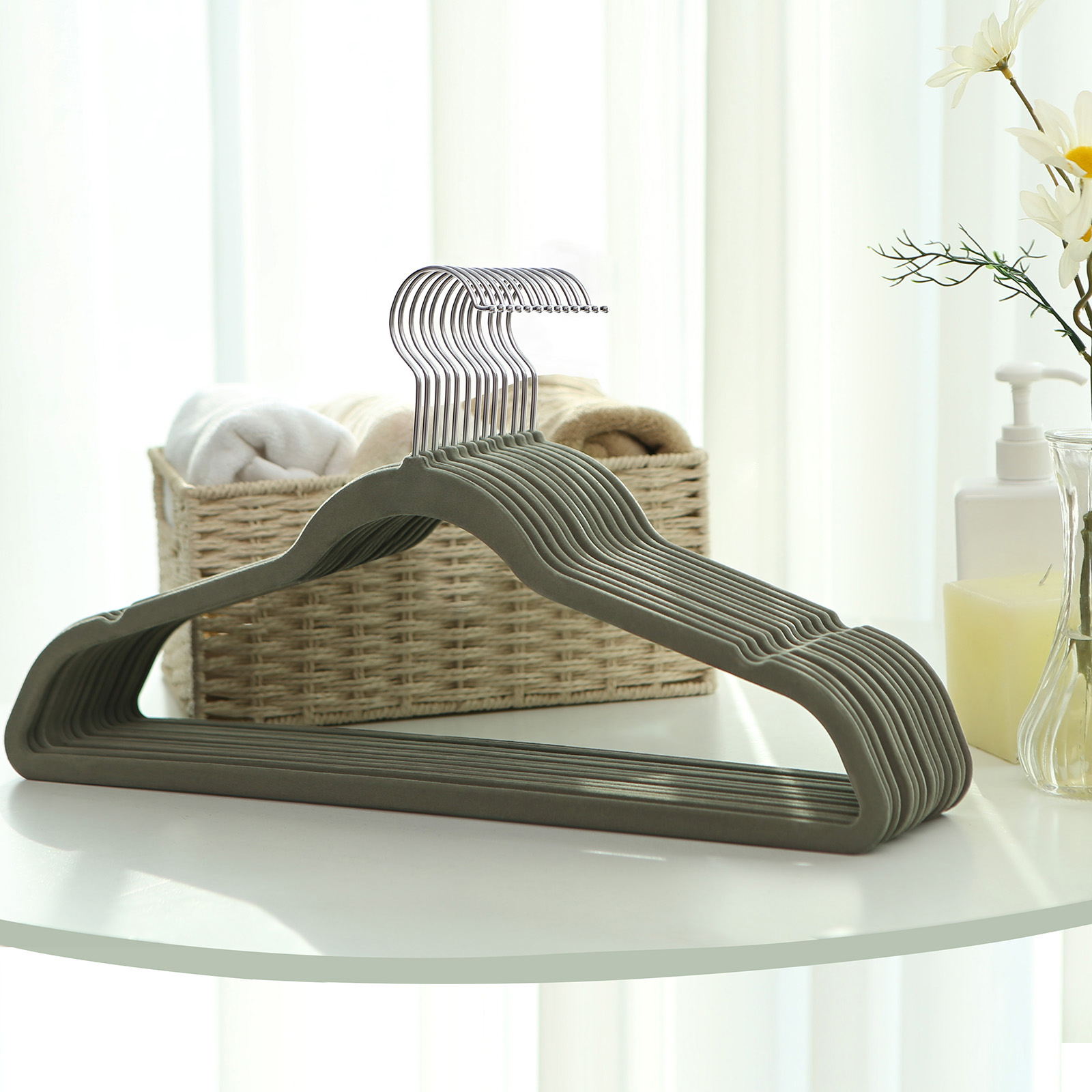 Set of 50 Grey Non-Slip Coat Hangers