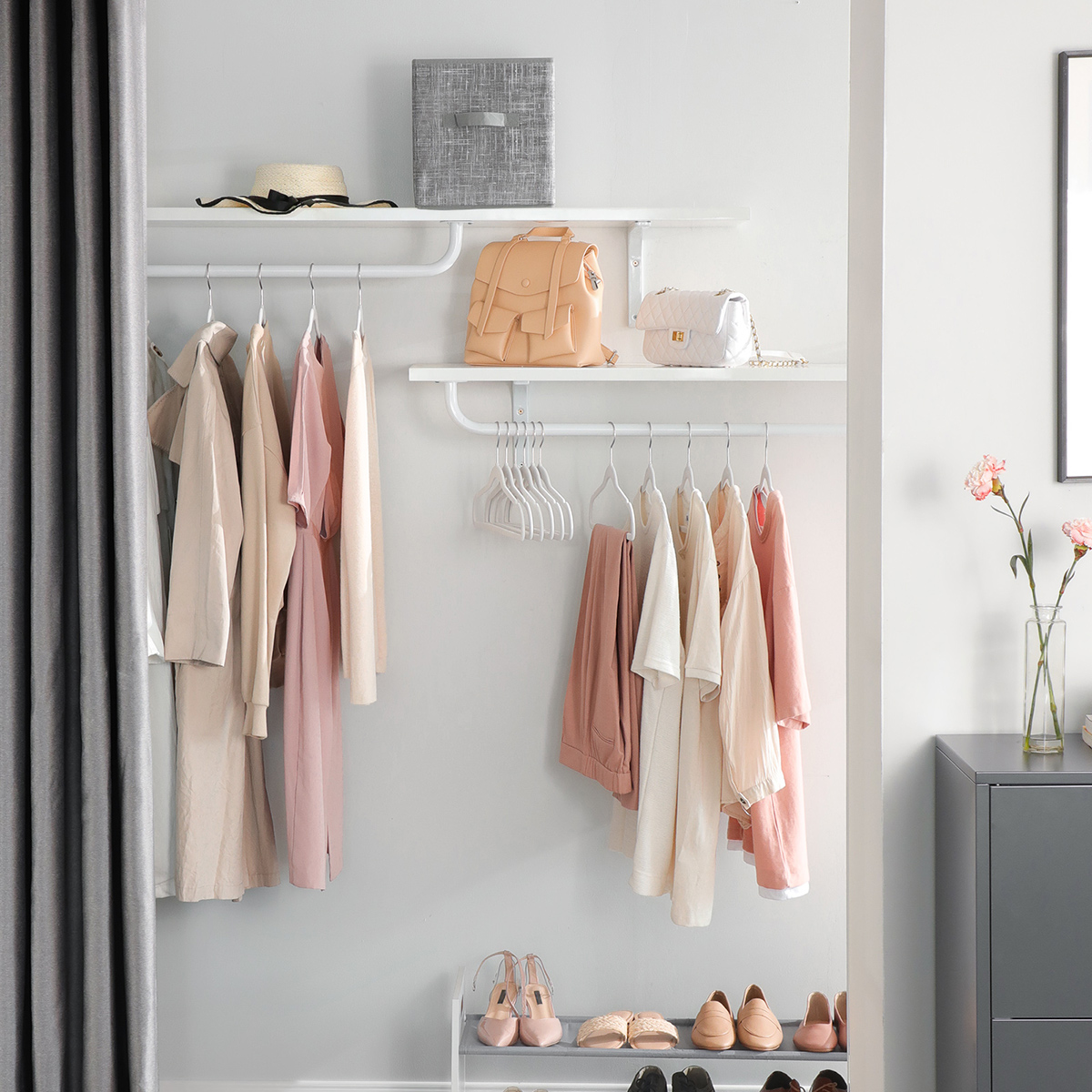 Set of 30 White Space-Saving Velvet Hangers