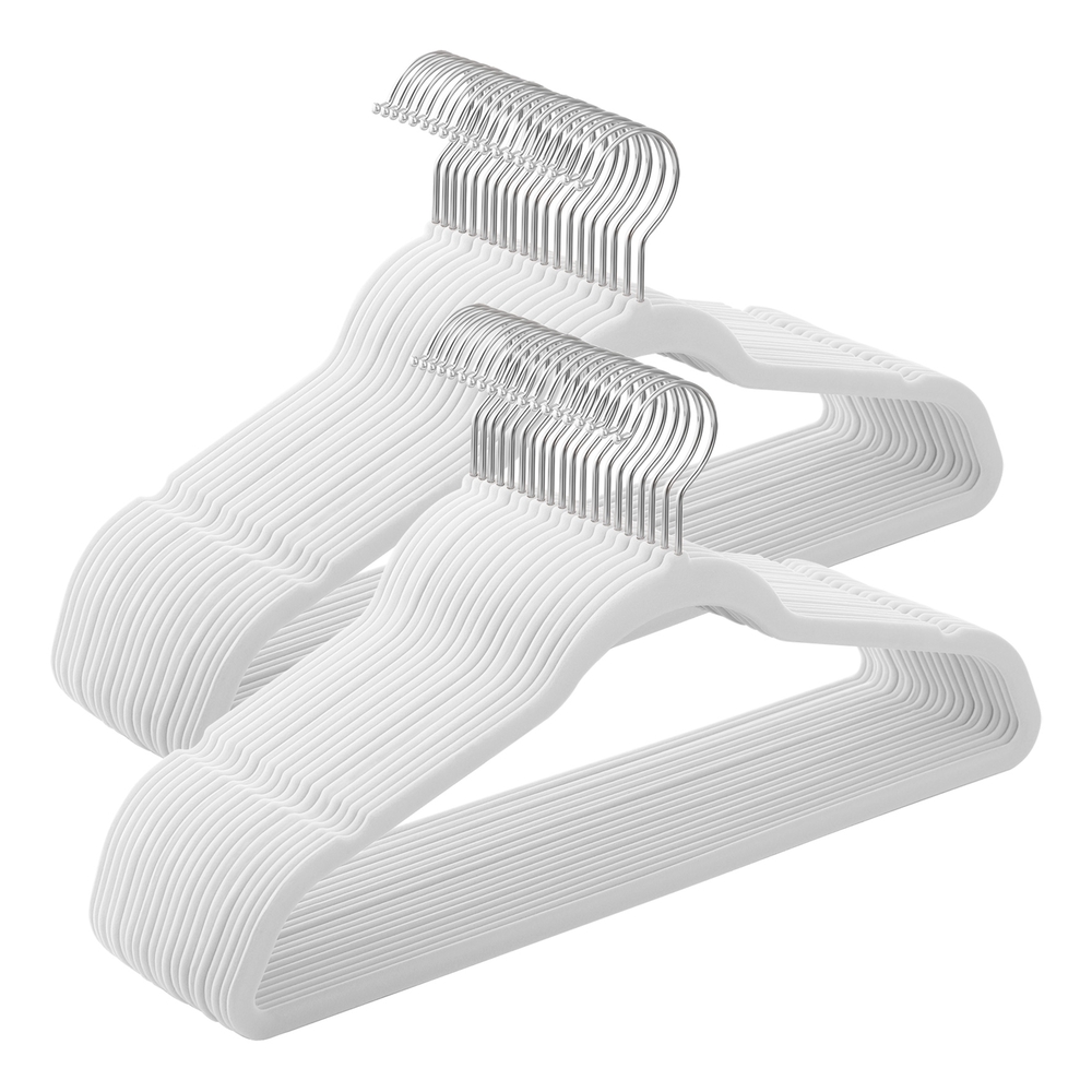 Set of 50 White Non-Slip Hangers with Swivel Hooks Set of 50 White Non-Slip Hangers with Swivel Hooks