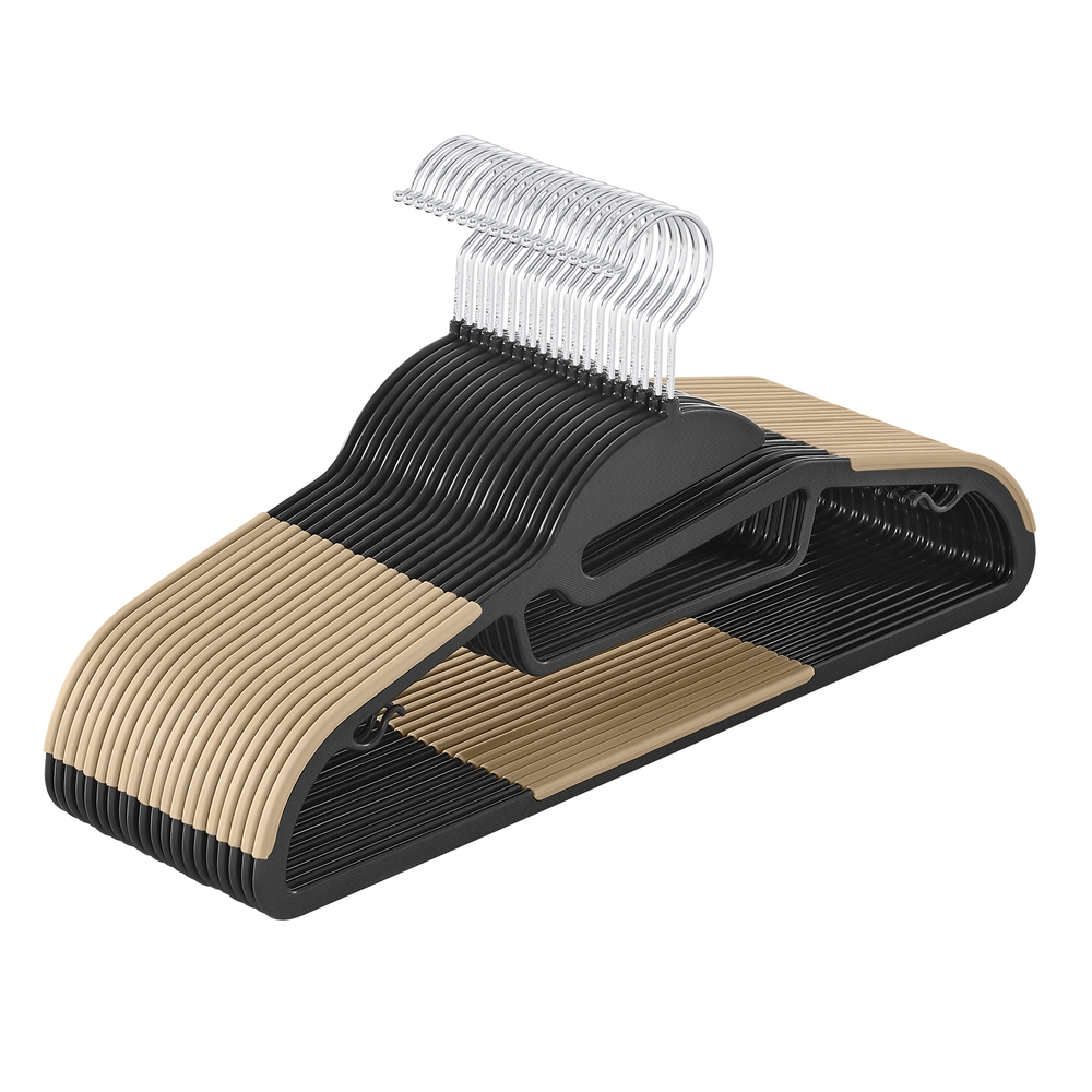 Set of 20 Plastic Hangers Black and Brown