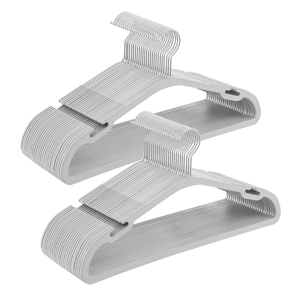 Pack of 50 Plastic Hangers with Shoulder Notches Dove Grey