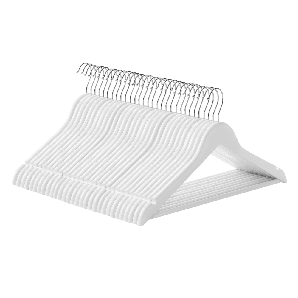 Pack of 30 White Wood Coat Hangers