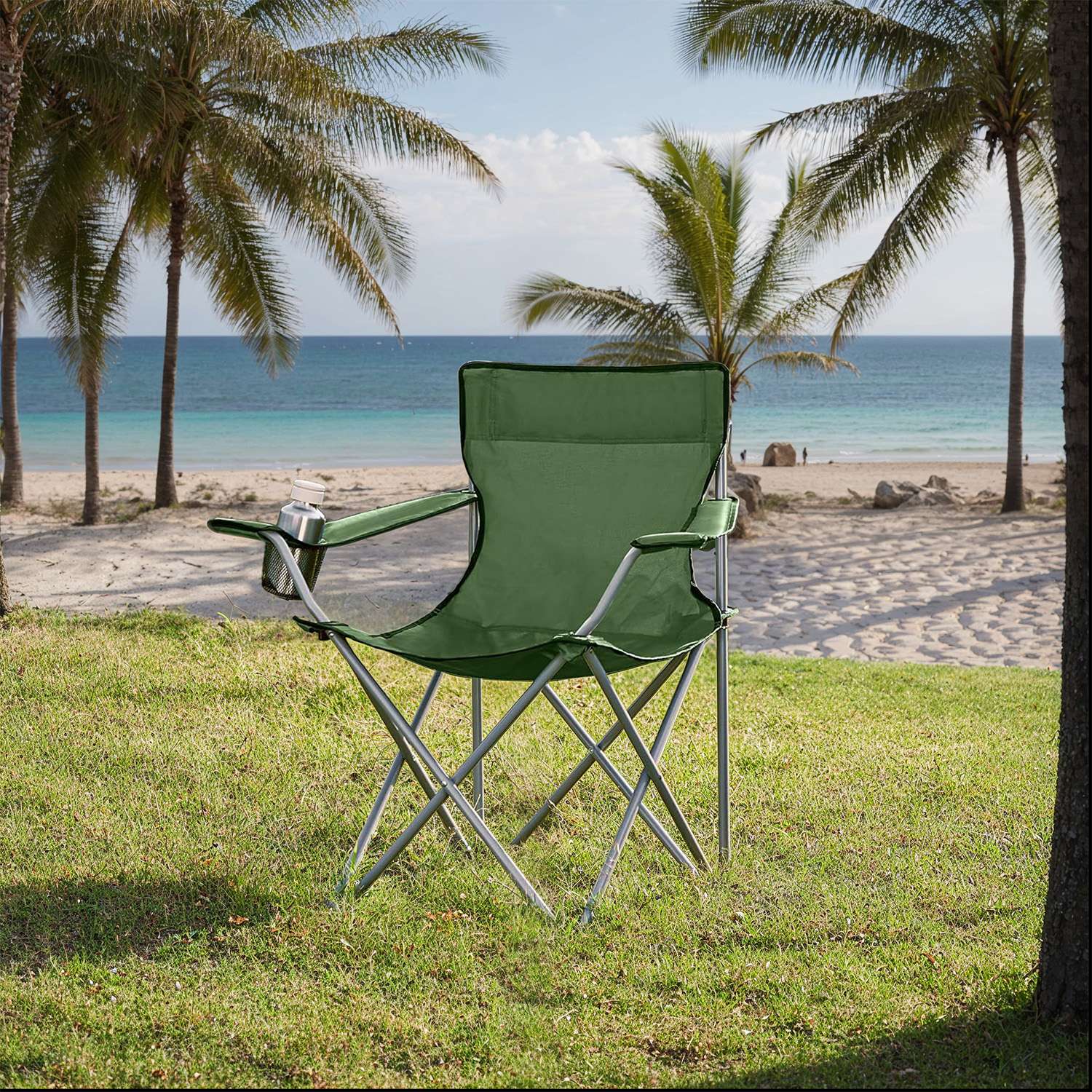 Set of 2 Camping Chairs, Outdoor Folding Chairs with Armrests, 120 kg Capacity Set of 2 Camping Chairs, Outdoor Folding Chairs with Armrests, 120 kg Capacity
