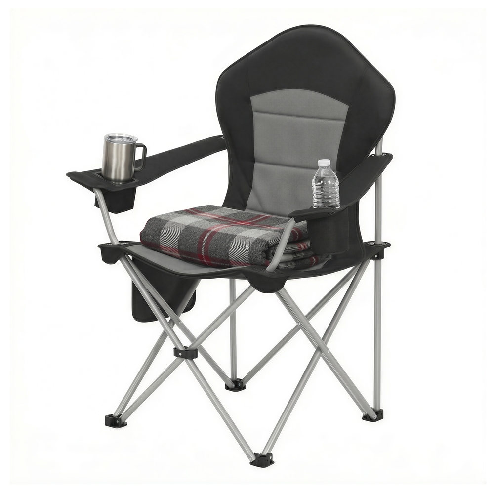 Folding Lawn Chair with High Back and Wide Seat, Portable Camping Chair for Outdoor Picnic Folding Lawn Chair with High Back and Wide Seat, Portable Camping Chair for Outdoor Picnic