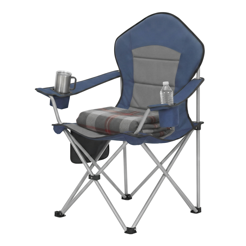 Folding Lawn Chair with High Back and Wide Seat, Portable Camping Chair for Outdoor Picnic