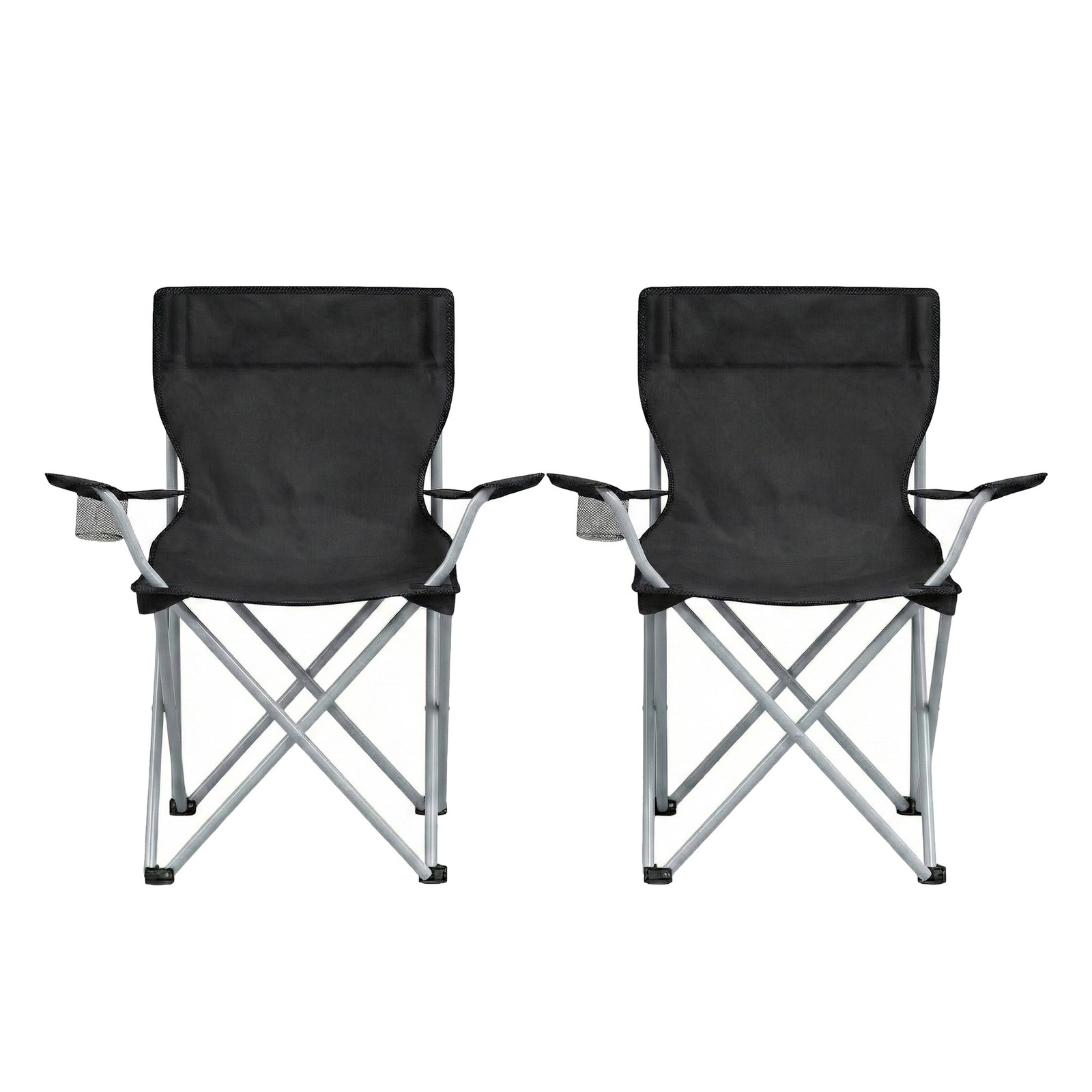 Set of 2 Camping Chairs, Outdoor Folding Chairs with Armrests, 120 kg Capacity Set of 2 Camping Chairs, Outdoor Folding Chairs with Armrests, 120 kg Capacity
