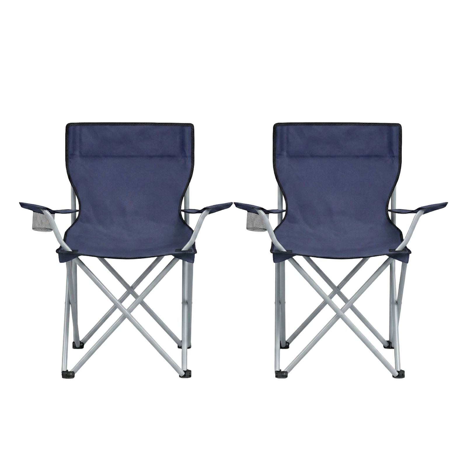 Set of 2 Camping Chairs, Outdoor Folding Chairs with Armrests, 120 kg Capacity