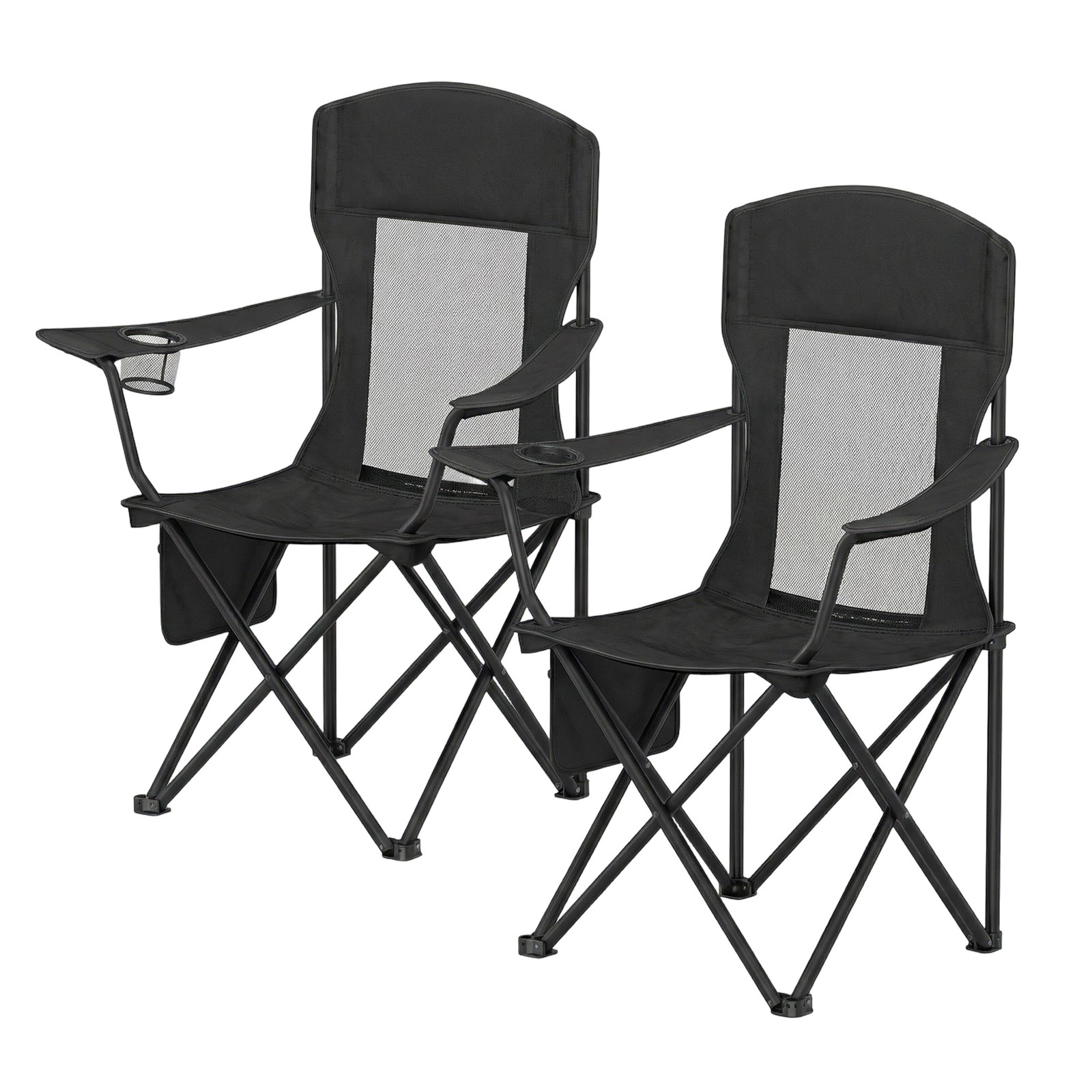 Foldable Camping Chairs Set of 2, with High Back