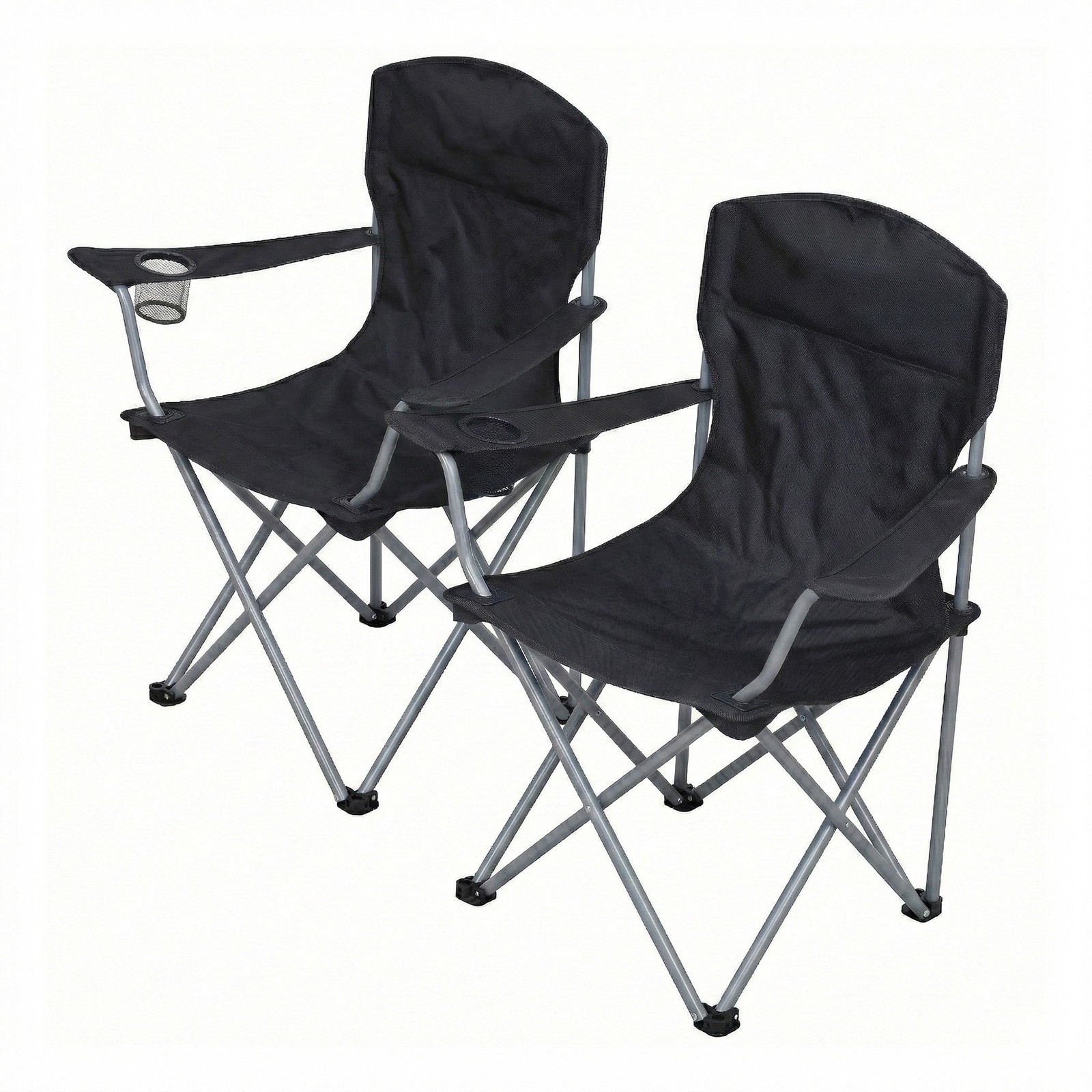 Set of 2 Folding Camping Chairs, Heavy-Duty Outdoor Chairs, with Cup Holder