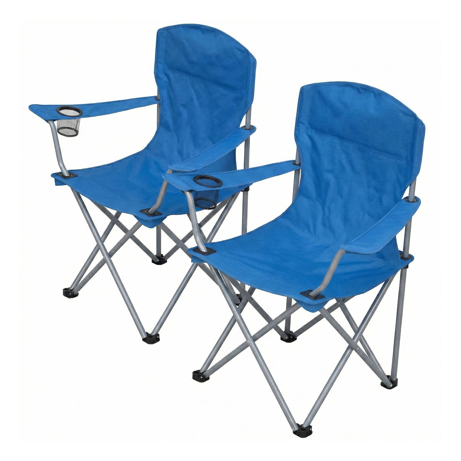Pair of Portable Outdoor Chairs, Heavy Duty Folding Camp Chairs with Cup Holder