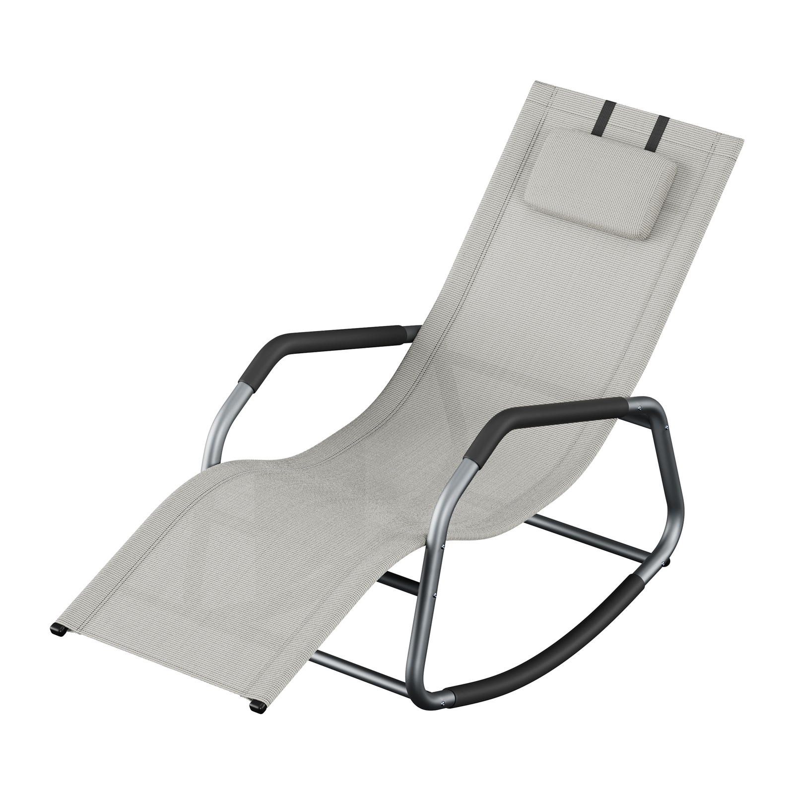 Outdoor Recliner Chair, Breathable Fabric Rocking Lounger with Steel Frame Outdoor Recliner Chair, Breathable Fabric Rocking Lounger with Steel Frame