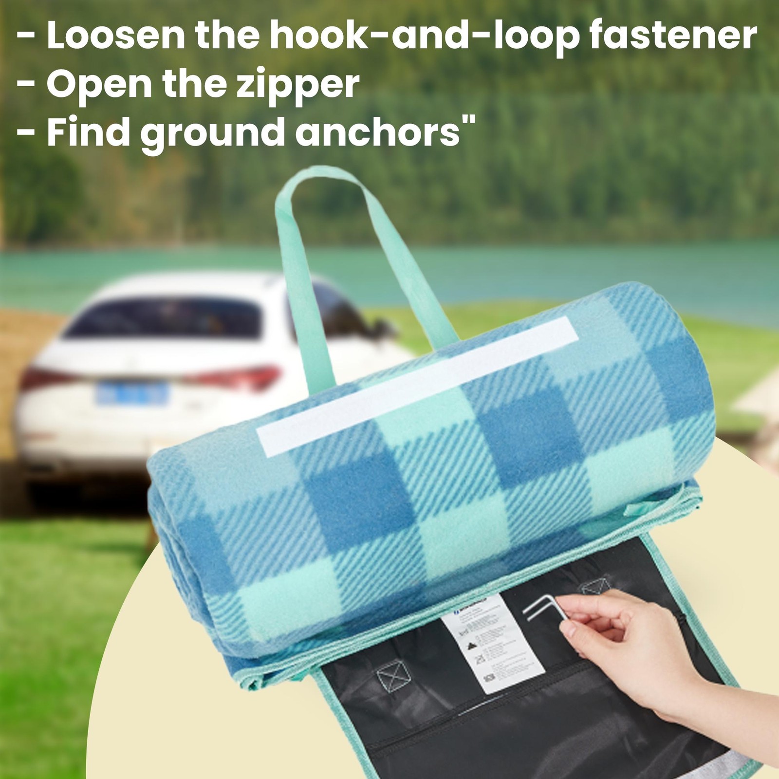 Picnic Blanket, Large Mat 300 x 200 cm for Camping, Beach
