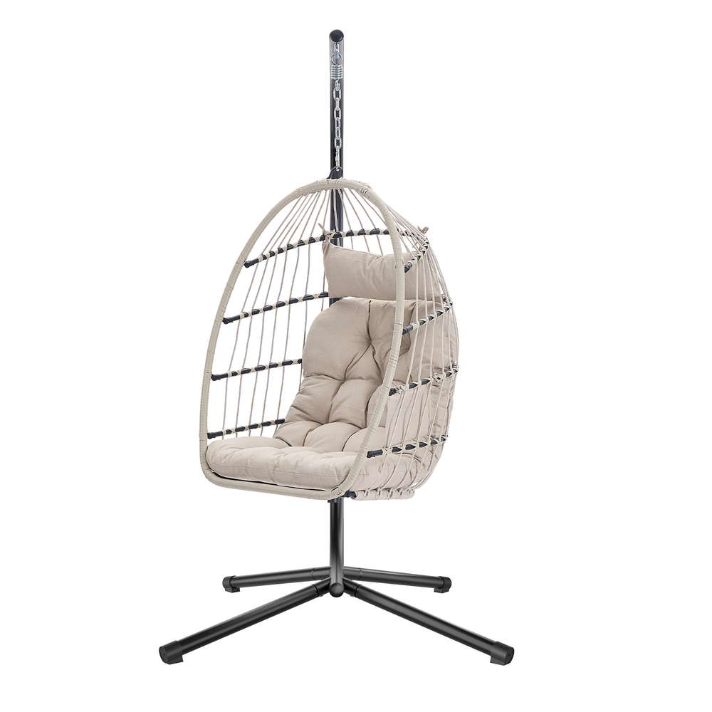 Height-Adjustable Hanging Egg Chair with Stand, Foldable Removable Basket Height-Adjustable Hanging Egg Chair with Stand, Foldable Removable Basket