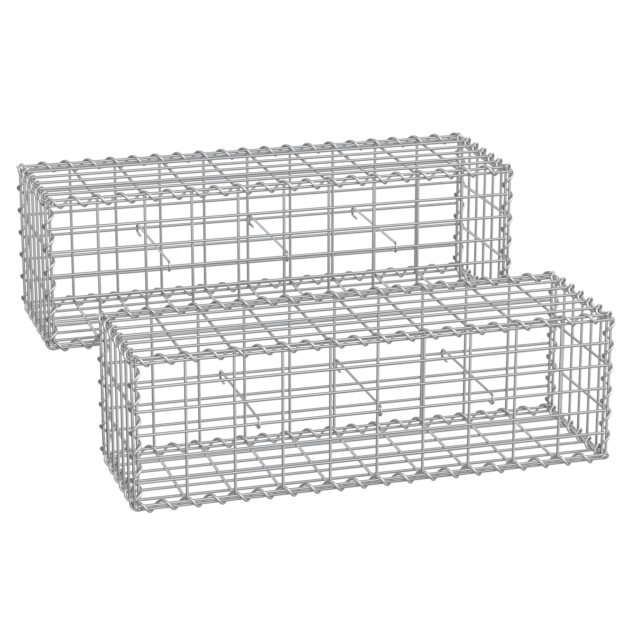 Metal Gabion Cages with 100 x 30 x 30 cm Mesh for Stones, set of 2