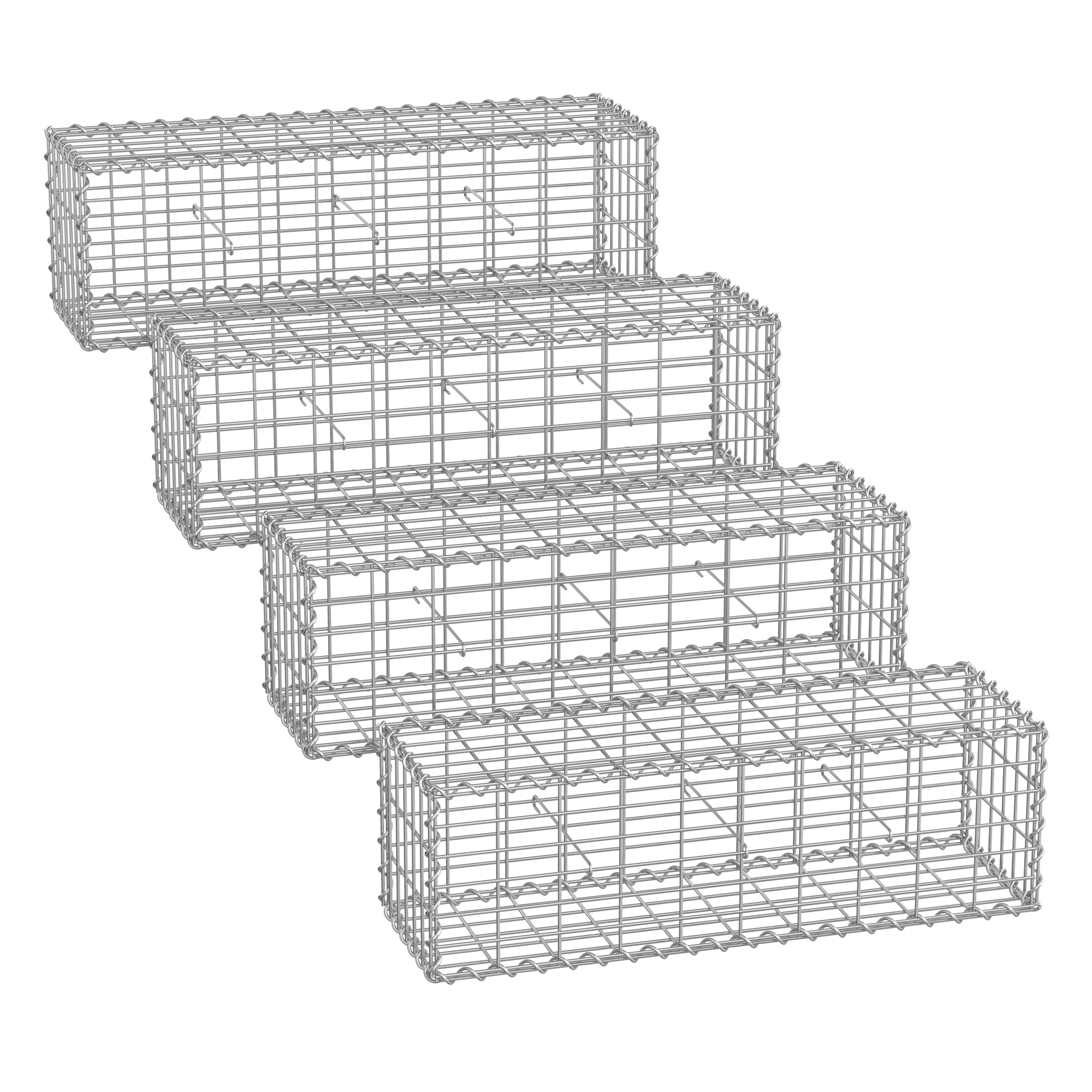 Metal Gabion Cages with 100 x 30 x 30 cm Mesh for Stones, set of 4