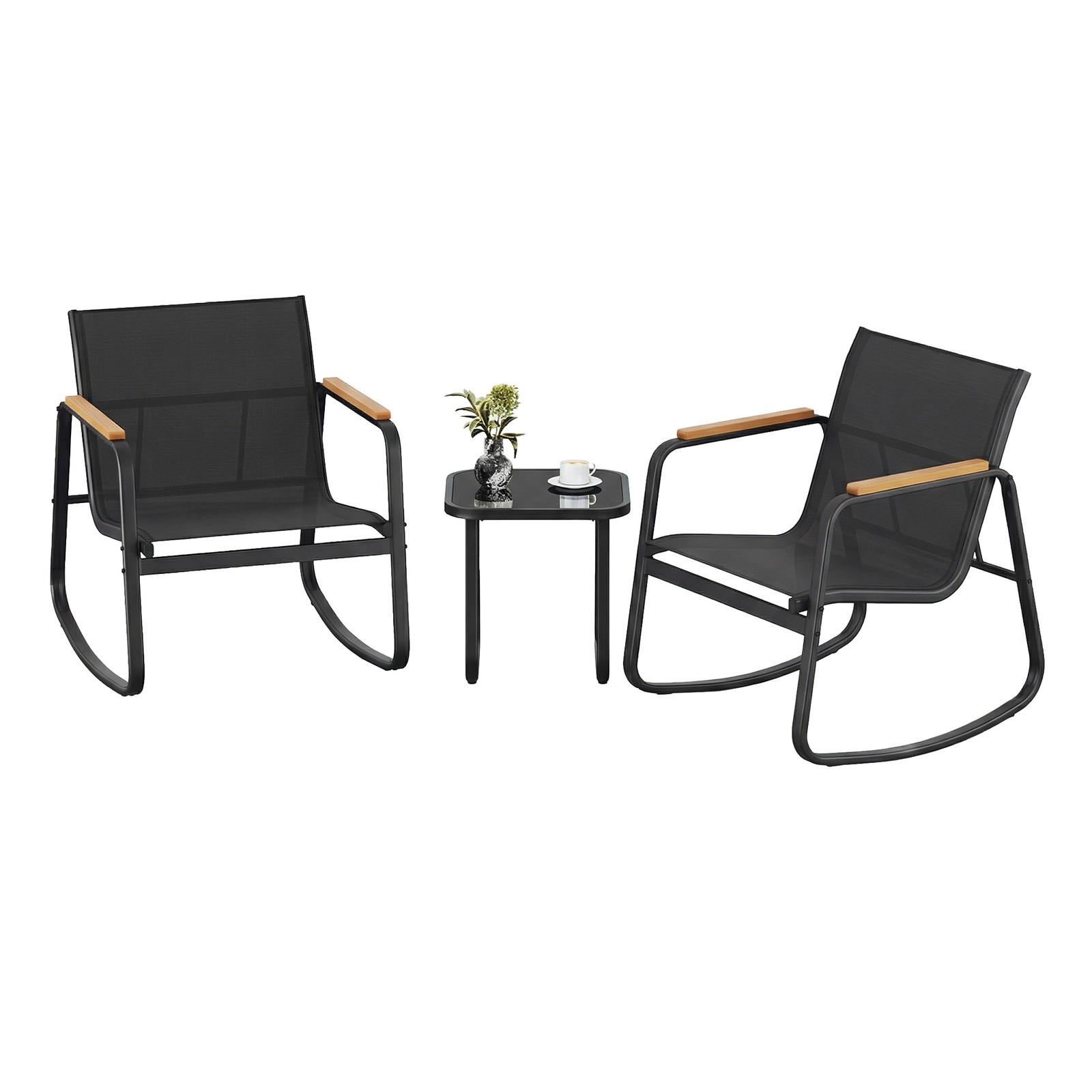 3-Piece Outdoor Conversation Set, Rocking Chairs with Table 3-Piece Outdoor Conversation Set, Rocking Chairs with Table