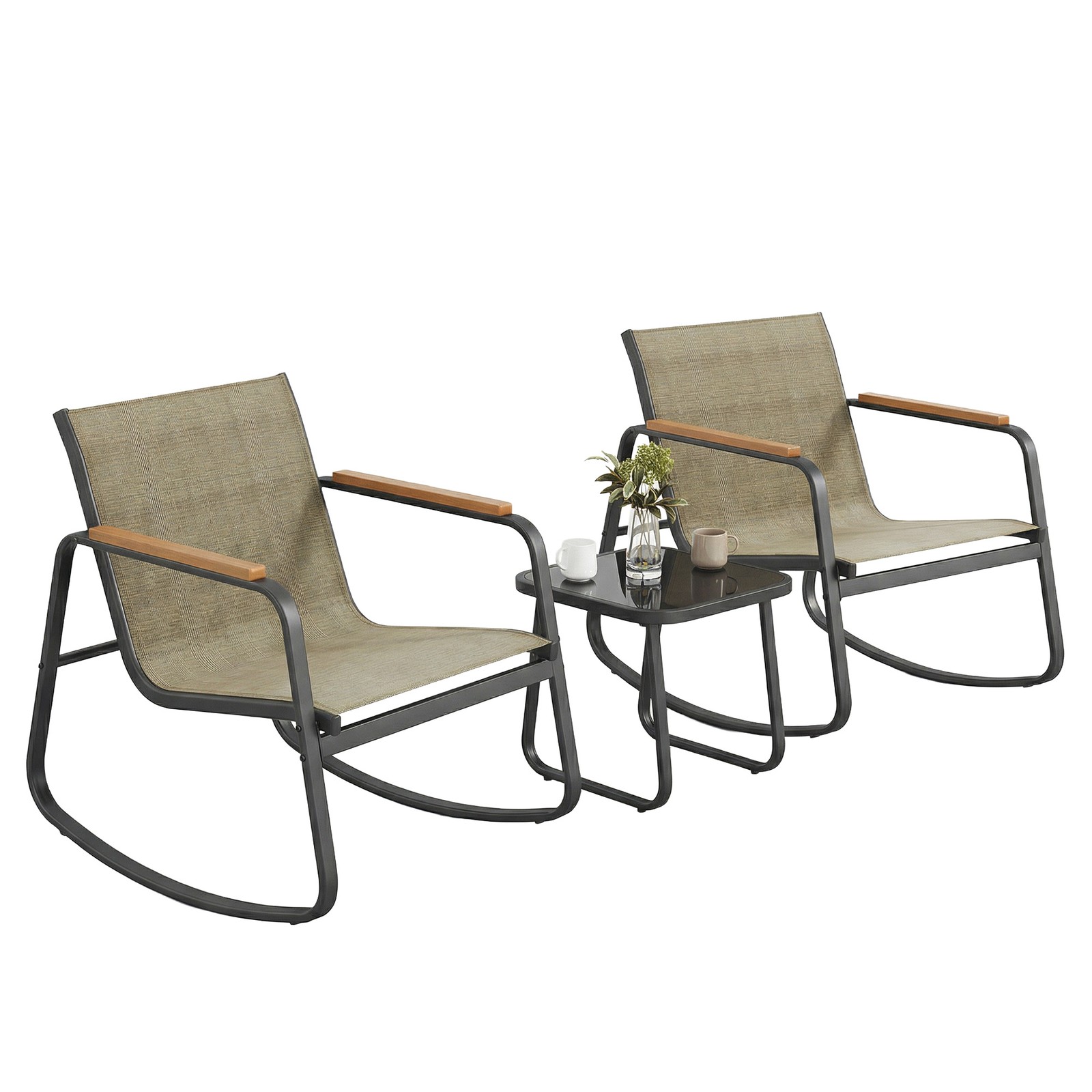 Outdoor Rocking Chair Set, 3-Piece Conversation Patio Furniture with Table Outdoor Rocking Chair Set, 3-Piece Conversation Patio Furniture with Table