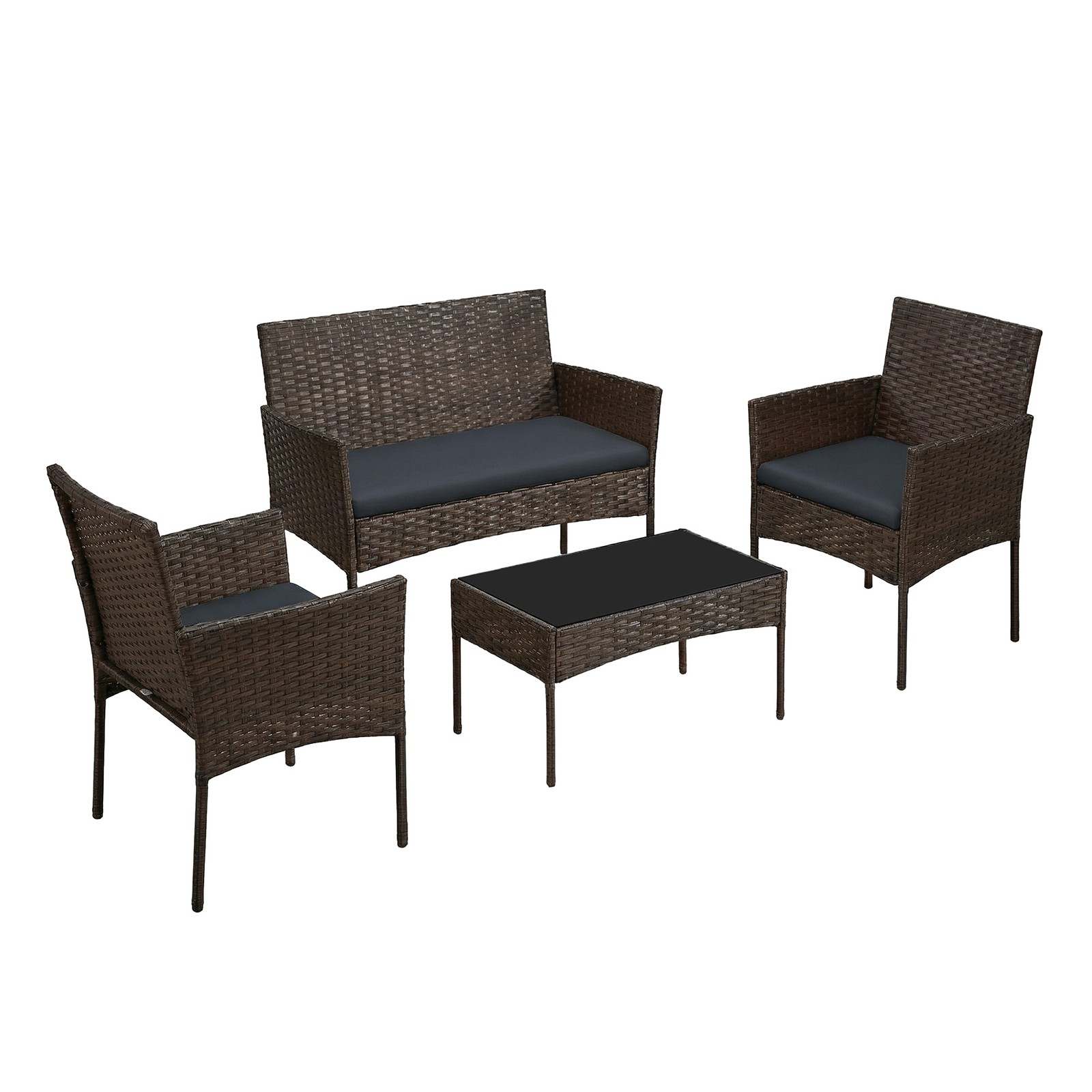 Outdoor Furniture Sets, Polyrattan Garden Conversation Set, for Patio Terrace