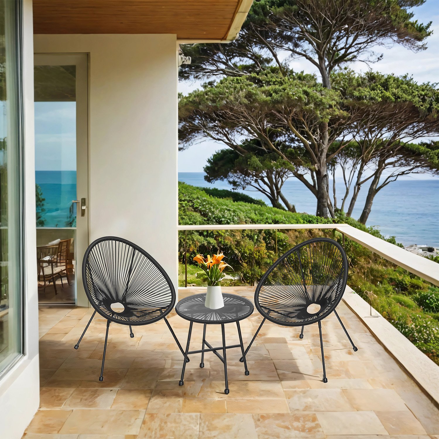 Garden Patio Furniture Set 3 Pieces, Acapulco Chair, Outdoor Seating Garden Patio Furniture Set 3 Pieces, Acapulco Chair, Outdoor Seating