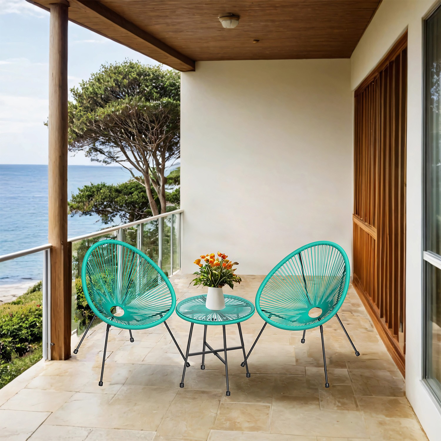 Garden Patio Furniture Set 3 Pieces, Acapulco Chair, Outdoor Seating