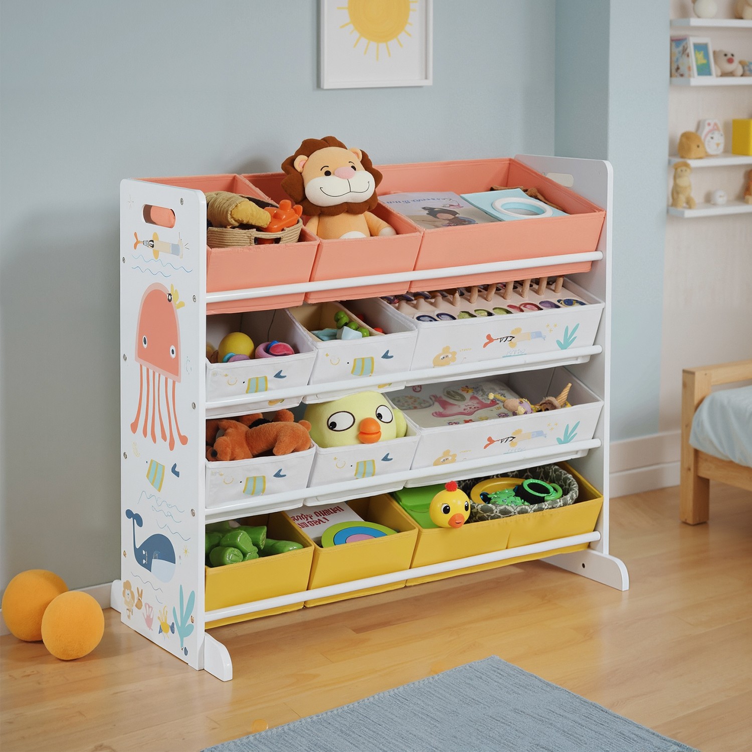 Kids’ Toy Organiser, Storage Rack with
12 Fabric Boxes Kids’ Toy Organiser, Storage Rack with
12 Fabric Boxes