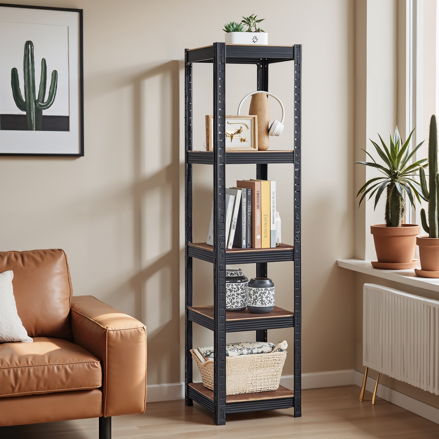 5-Tier Storage Shelves, Shelving Unit, 37 x 37 x 150 cm
