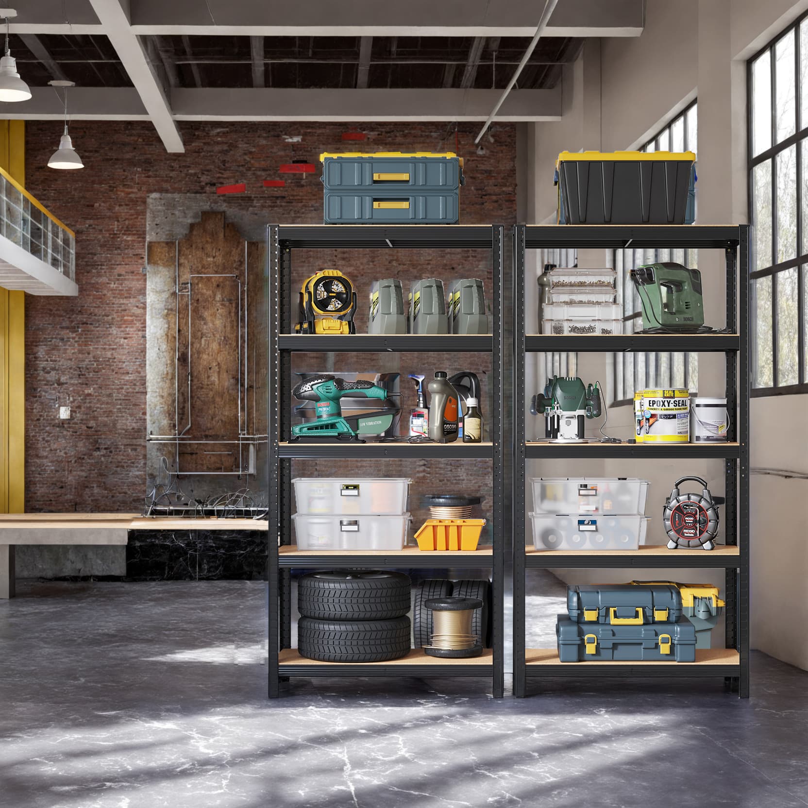 Garage Storage Shelving, 40 x 90 x 180 cm, Black