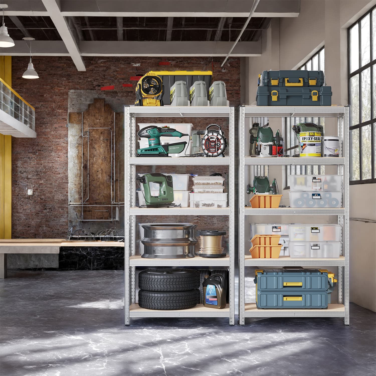 Garage Storage Shelving, 40 x 90 x 180 cm, Silver Garage Storage Shelving, 40 x 90 x 180 cm, Silver