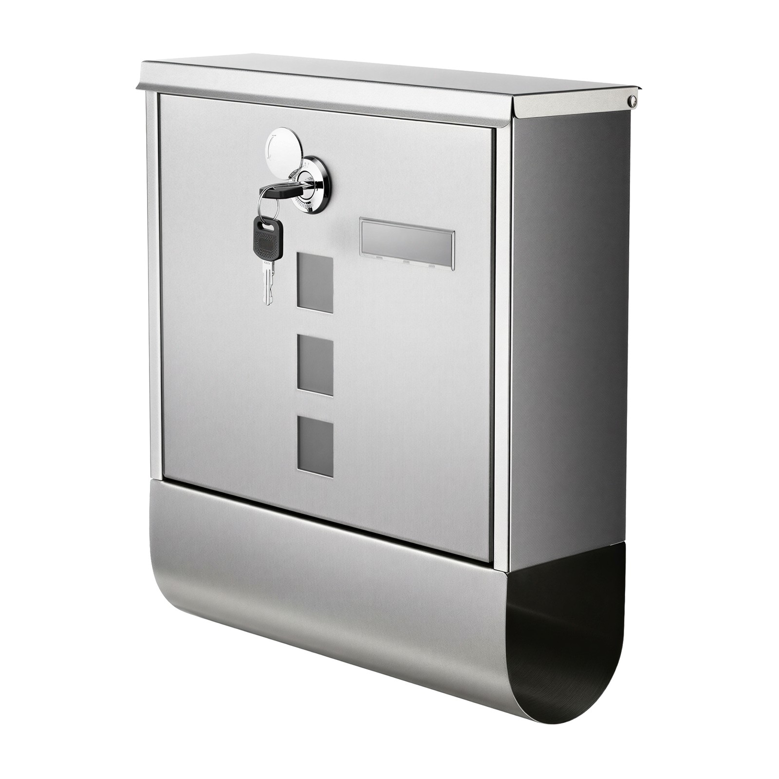 Wall Mailbox with Lock and Newspaper Holder, Viewing Windows